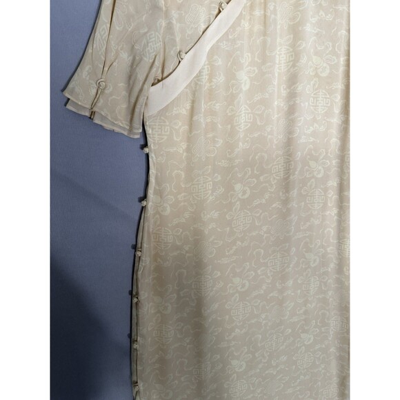 Shanghai Tang 100% Silk Qipao Dress Size 14 Yellow Womens Long Maxi Asian - Picture 3 of 12